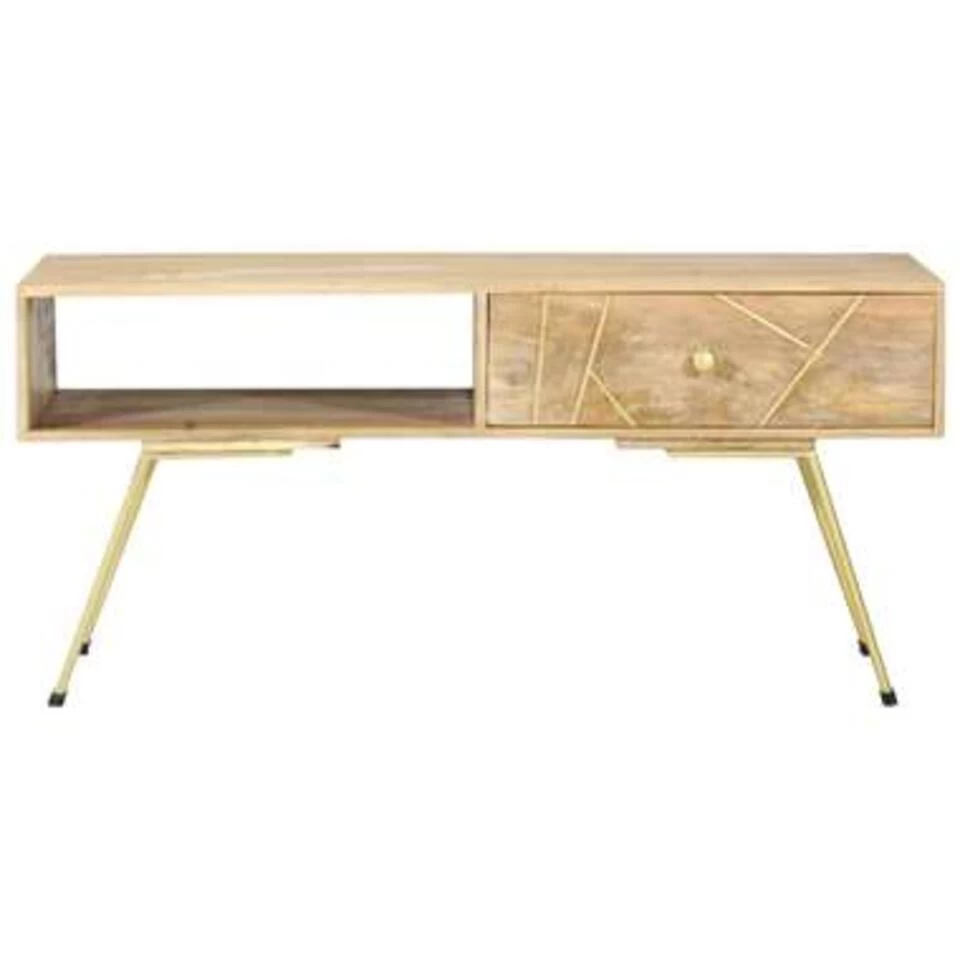 VidaXL Salontafel 95x50x42 Cm Massief Mangohout 4 VidaXL Salontafel 95x50x42 Cm Massief Mangohout - Afbeelding 4