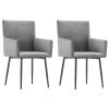 VidaXL Eetkamerstoelen 2 St Met Armleuningen Fluweel Grijs