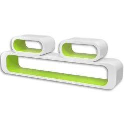 VIDAXL Wandplanken Kubus MDF Zwevend Voor Boeken/dvd 3 St Wit-groen 6 VIDAXL Wandplanken Kubus MDF Zwevend Voor Boeken/dvd 3 St Wit-groen -Vidaxl 1314764544 0102