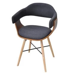 VidaXL Eetkamerstoelen 2 St Gebogen Hout En Stof Donkergrijs -Vidaxl 1339794754 0102