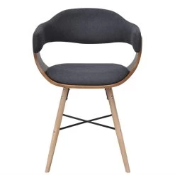 VidaXL Eetkamerstoelen 2 St Gebogen Hout En Stof Donkergrijs -Vidaxl 1339794754 0103