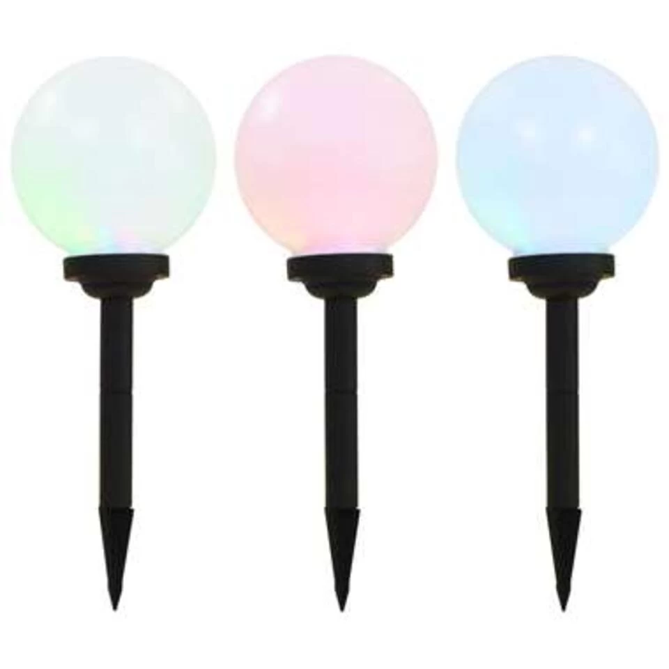 VidaXL LED-solarlampen Rond 20 Cm RGB 3 St 1 VidaXL LED-solarlampen Rond 20 Cm RGB 3 St