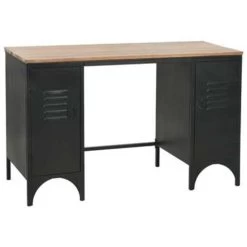 VidaXL Bureau 120x50x76 Cm Massief Vurenhout En Staal