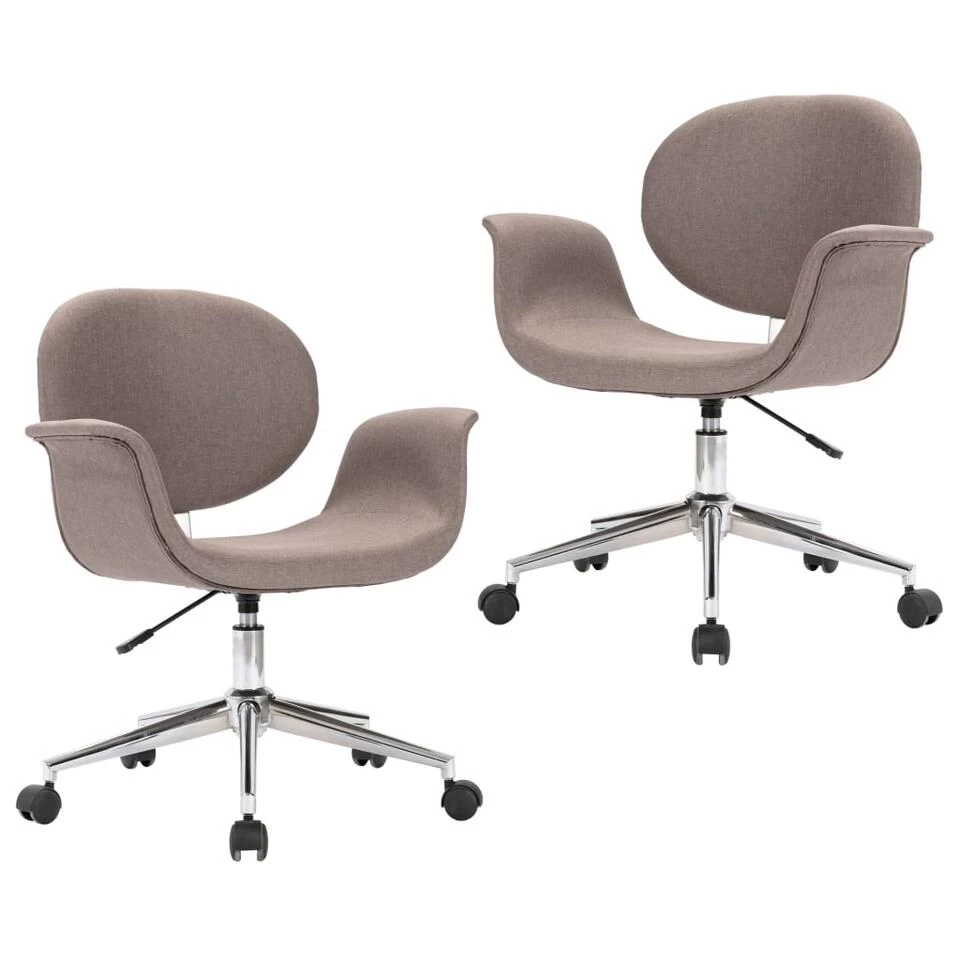 VidaXL Eetkamerstoelen Draaibaar 2 St Stof Taupe 1 VidaXL Eetkamerstoelen Draaibaar 2 St Stof Taupe