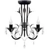 VIDAXL Kroonluchter Art Nouveau Metaal Kristallen Kralen 3 Gloeilampen Zwart