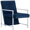 VidaXL Fauteuil Met Chromen Poten Fluweel Blauw