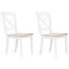 VidaXL Eetkamerstoelen 2 St Massief Rubberwood Wit En Lichthoutkleurig
