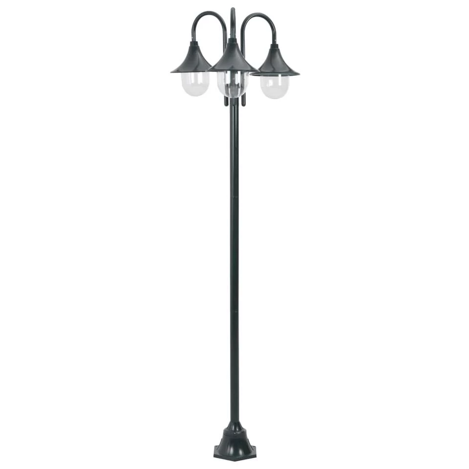 VidaXL Paalverlichting Tuin E27 220 Cm Aluminium Donkergroen 3-delig 1 VidaXL Paalverlichting Tuin E27 220 Cm Aluminium Donkergroen 3-delig