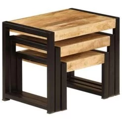 VidaXL 3-delige Tafeltjesset Massief Mangohout -Vidaxl 1761183953 0103