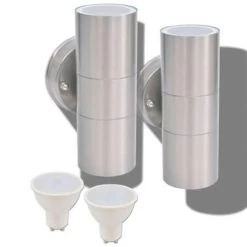 VidaXL LED-wandlamp Buiten Op-/neerwaarts RVS 2 St