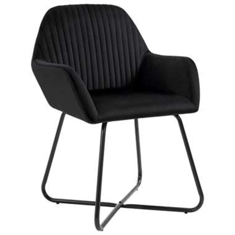 VidaXL Eetkamerstoelen 2 St Fluweel Zwart 3 VidaXL Eetkamerstoelen 2 St Fluweel Zwart - Afbeelding 3