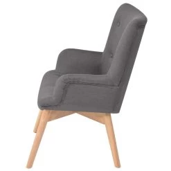 VidaXL Fauteuil Met Voetenbankje Stof Grijs -Vidaxl 1952805528 0102