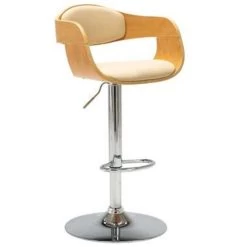 VidaXL Barstoelen 2 St Gebogen Hout En Kunstleer Crème -Vidaxl 1aa5bf326ef9473591fbbdaf1ff921a0