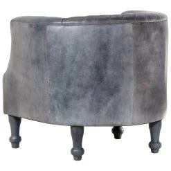 VidaXL Kuipstoel 62x58x65 Cm Echt Leer Grijs -Vidaxl 1ad7a299a84544adb7e37c17ceb2e8ca