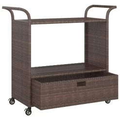 VidaXL Serveerwagen Met Lade 100x45x97 Cm Poly Rattan Bruin -Vidaxl 1c3e6ba734104411be59f6bca334c173