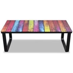 VidaXL Salontafel Met Regenboog-print Glazen Tafelblad -Vidaxl 1f51fb1eff1446299890b9c4c64941f8