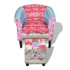 VidaXL Fauteuil Met Voetenbankje Patchwork Ontwerp Stof -Vidaxl 20dbcd5d26d74ebfae01f6116ff1eef2