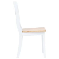 VidaXL Eetkamerstoelen 2 St Massief Rubberwood Wit En Lichthoutkleurig -Vidaxl 20ee24c6db4c4eb8ab71b3572a92f807