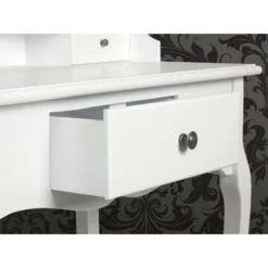 VidaXL Kaptafel Met Spiegel En Kruk Wit -Vidaxl 2363bcd4f6b24c9492fb4d001fdb81f0