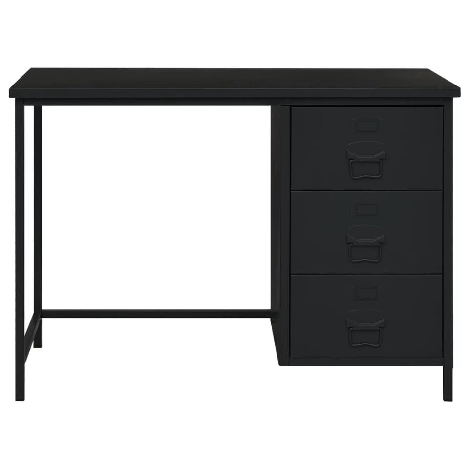 VidaXL Bureau Industrieel Met Lades 105x52x75 Cm Staal Zwart 2 VidaXL Bureau Industrieel Met Lades 105x52x75 Cm Staal Zwart - Afbeelding 2