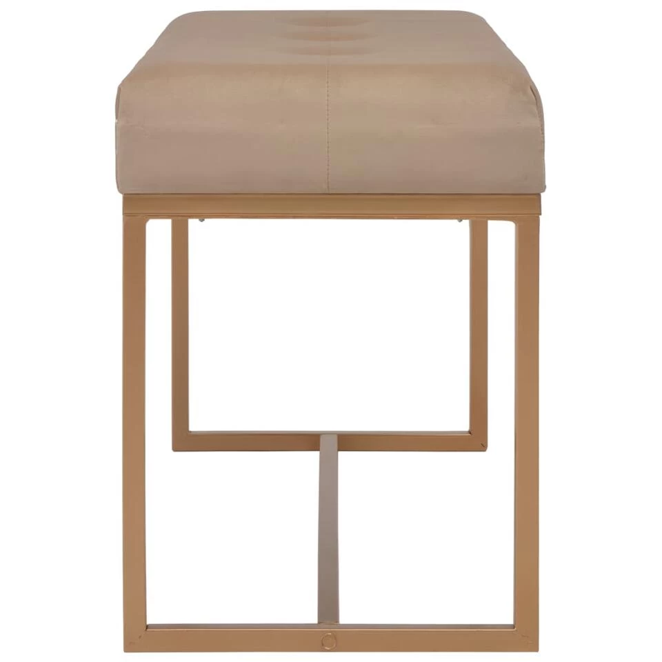 VidaXL Bankje 80 Cm Fluweel Beige 3 VidaXL Bankje 80 Cm Fluweel Beige - Afbeelding 3