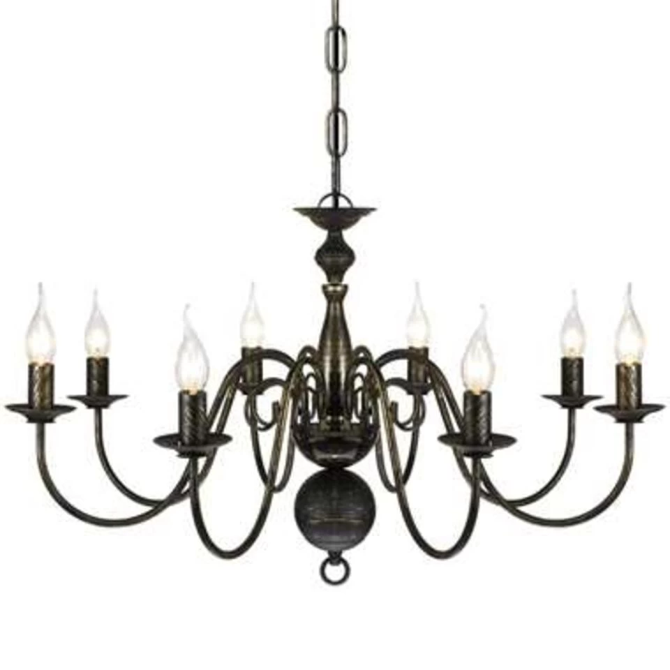 VidaXL Kroonluchter Zwart Metaal 8 X E14 Lampen 3 VidaXL Kroonluchter Zwart Metaal 8 X E14 Lampen - Afbeelding 3