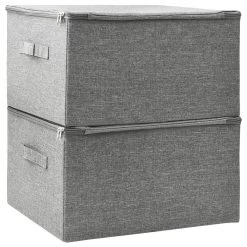 VidaXL Opbergboxen 2 St 43x34x23 Cm Stof Grijs -Vidaxl 3af3241f52694d298cd6e1b3e67a67bb
