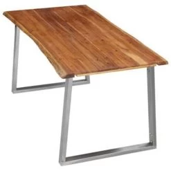 VidaXL Eettafel 160x80x75 Cm Massief Acaciahout En Roestvrij Staal -Vidaxl 3c70cdcf83f04d2da678030a1aeecfbf