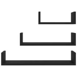 VidaXL Wandschappen 3 St Bewerkt Hout Zwart -Vidaxl 3e919c48ab4e4b92b90bb804f9945865