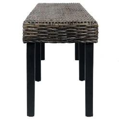 VidaXL Bankje 160 Cm Natuurlijk Kubu Rattan En Massief Mangohout Zwart -Vidaxl 414c8f07c24c4921993ae87dac5da78d