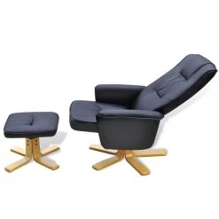 VidaXL Fauteuil Met Voetenbankje Kunstleer Zwart -Vidaxl 421f886b2045471fabc4b46a115ef9ee