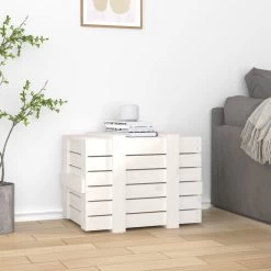 VidaXL Opbergbox 58x40,5x42 Cm Massief Grenenhout Wit -Vidaxl 4a27f304279f46b78bdd296b43a24dfc