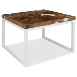 VidaXL Salontafel 60x60x40 Cm Teakhout En Hars -Vidaxl 4e2d901294aa4f549e0d2f358bb772d6