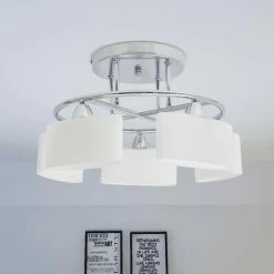 VidaXL Plafondlamp Met Ellipsvormige Glazen Kappen 5xE14 200W -Vidaxl 4fb0bde9da034eb5a9f09e28430470f2