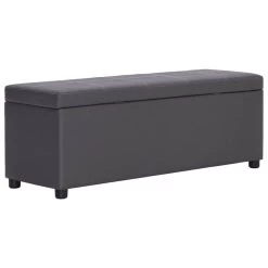 VidaXL Bankje Met Opbergvak 116 Cm Kunstleer Grijs -Vidaxl 53b066ee13364b72ad8233daaab8c5f8