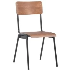 VidaXL Eetkamerstoelen 2 St Massief Multiplex Staal Bruin -Vidaxl 5557e0b92bae406c91461806f2f937fa