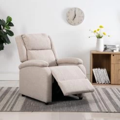 VidaXL Recliner Stof Crème -Vidaxl 5580407638ff4e1a88122d4c6f90a526