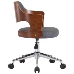VidaXL Eetkamerstoelen Draaibaar 2 St Gebogen Hout En Stof Grijs -Vidaxl 595e2db6e30c493c9cb58757eeebdb76