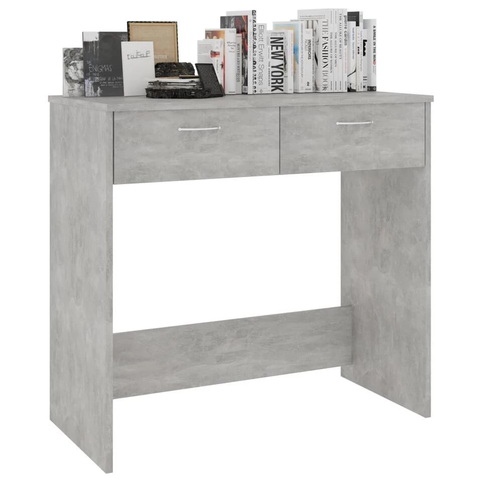 VidaXL Bureau 80x40x75 Cm Bewerkt Hout Betongrijs 3 VidaXL Bureau 80x40x75 Cm Bewerkt Hout Betongrijs - Afbeelding 3