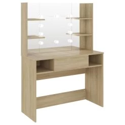 VidaXL Kaptafel Met LED-verlichting 100x40x135 Cm MDF Eikenkleurig -Vidaxl 6dc92d54e52f4dbb90668c5ed76ff79e