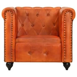 VidaXL Fauteuil Chesterfield-stijl Echt Leer Tan -Vidaxl 6f8c24e6eb6742fd986b331c25cc40d5
