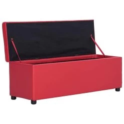 VidaXL Bankje Met Opbergvak 116 Cm Kunstleer Rood -Vidaxl 718d0bbc19b04d35a716af170f0bbabe