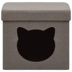 VidaXL Opbergkruk Met Kattenpatroon Inklapbaar Stof Taupe -Vidaxl 75fe10f1468d40cda697e2527d0a5fae