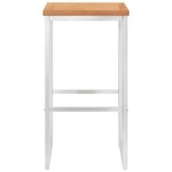 VidaXL Barstoelen 2 St Massief Teakhout En Roestvrij Staal -Vidaxl 76fb7f15881640a19f43031bca4498a4