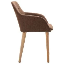VidaXL Eetkamerstoelen 2 St Stof En Massief Eikenhout Bruin -Vidaxl 7b863497332542f0953d4d4702b9aef6
