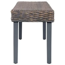 VidaXL Bankje 110 Cm Natuurlijk Kubu Rattan En Massief Mangohout Grijs -Vidaxl 81076a4d4b2b4a389cd723ad09404eb9