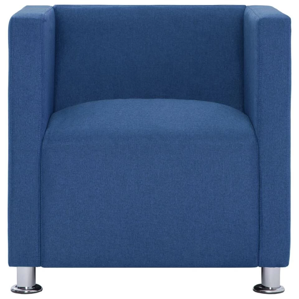 VidaXL Fauteuil Kubus Stof Blauw 3 VidaXL Fauteuil Kubus Stof Blauw - Afbeelding 3