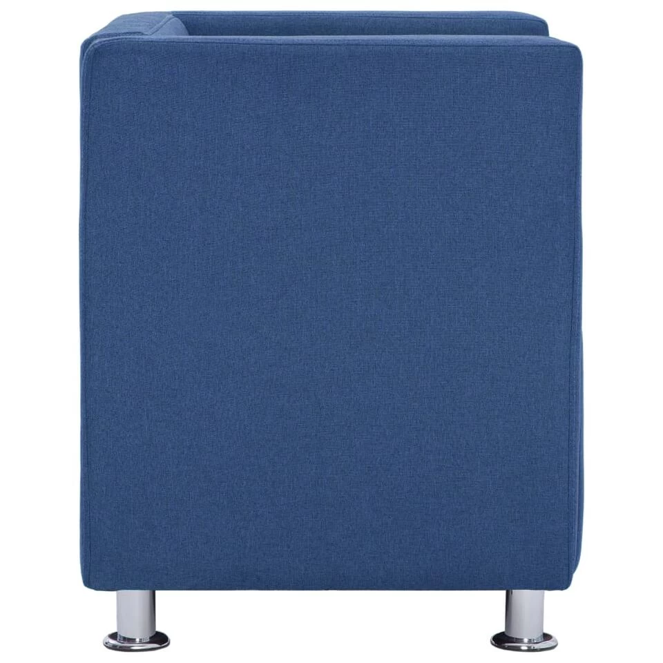 VidaXL Fauteuil Kubus Stof Blauw 4 VidaXL Fauteuil Kubus Stof Blauw - Afbeelding 4