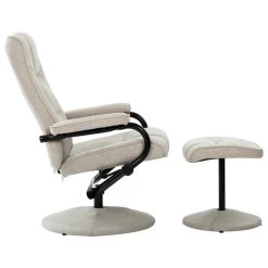 VidaXL Fauteuil Verstelbaar Met Voetenbankje Stof Crèmekleurig -Vidaxl 8294b4bb1396467a99bf4cd1cfacf8d4