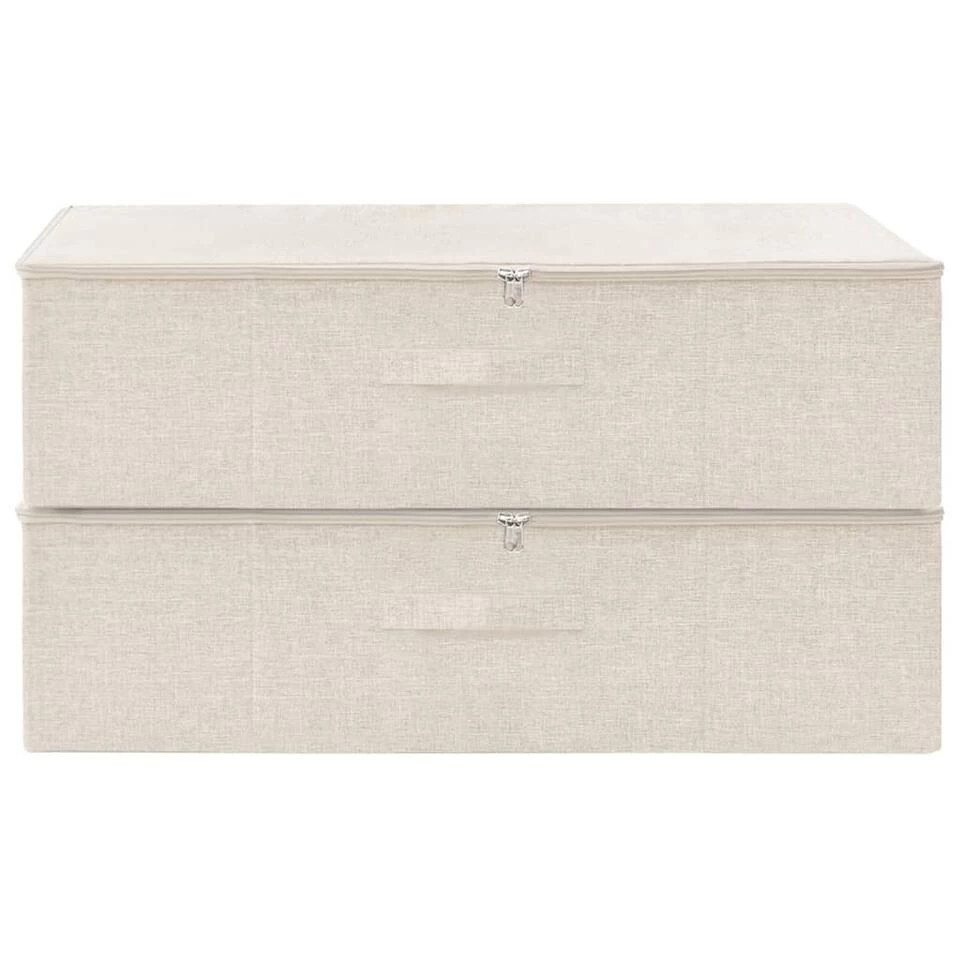 VidaXL Opbergboxen 2 St 70x40x18 Cm Stof Crèmekleurig 3 VidaXL Opbergboxen 2 St 70x40x18 Cm Stof Crèmekleurig - Afbeelding 3